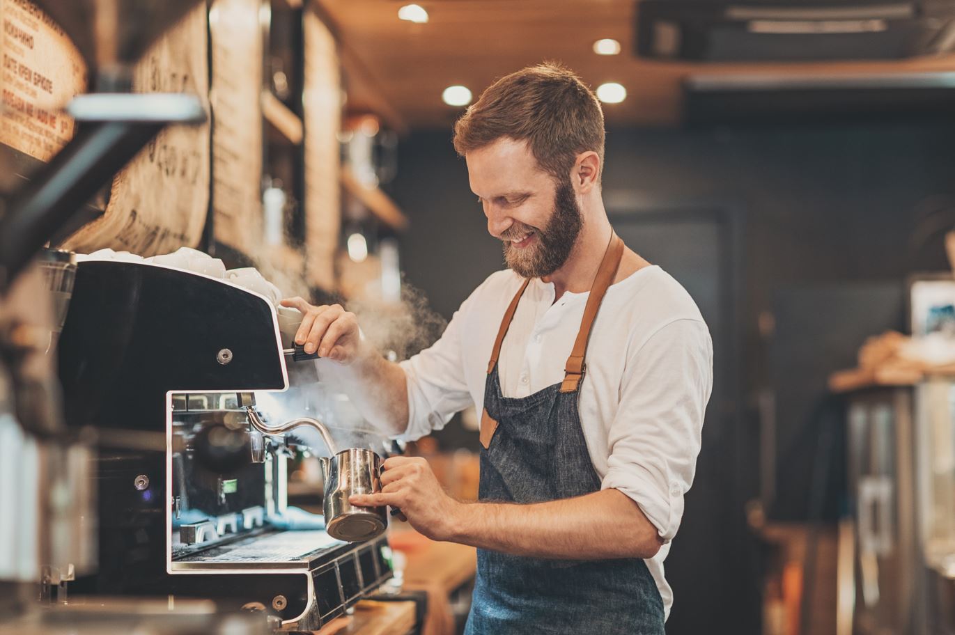 A barista preparing beverages